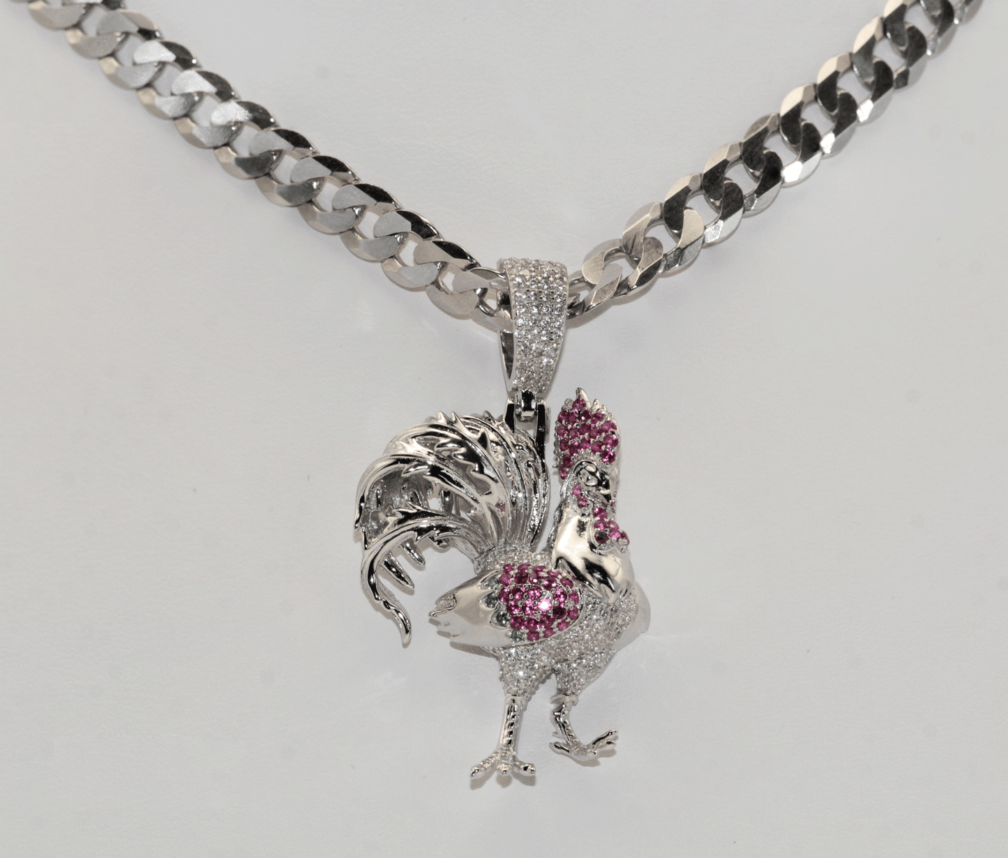 Angry Rooster Pendant, 925 Silver Jewelry for Men