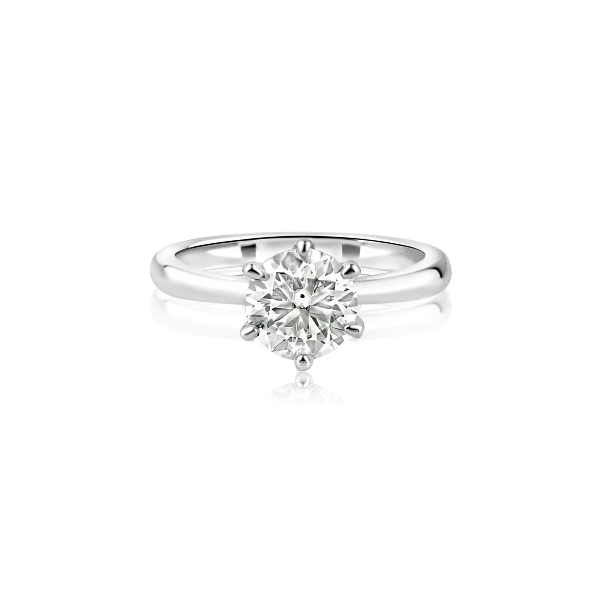 Round Cut 2 Carat Moissanite Ring - 6 Prong