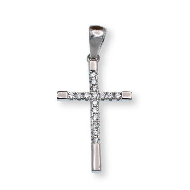 Moissanite Cross Pendant Silver Tips