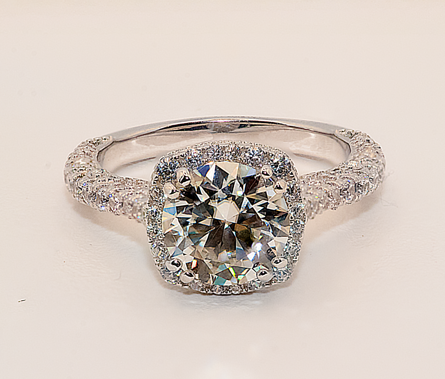 Cushion Ring  2 Carat Moissanite Stone
