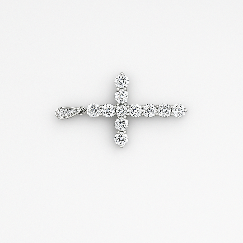 Cross Pendant - Moissanite  Stones