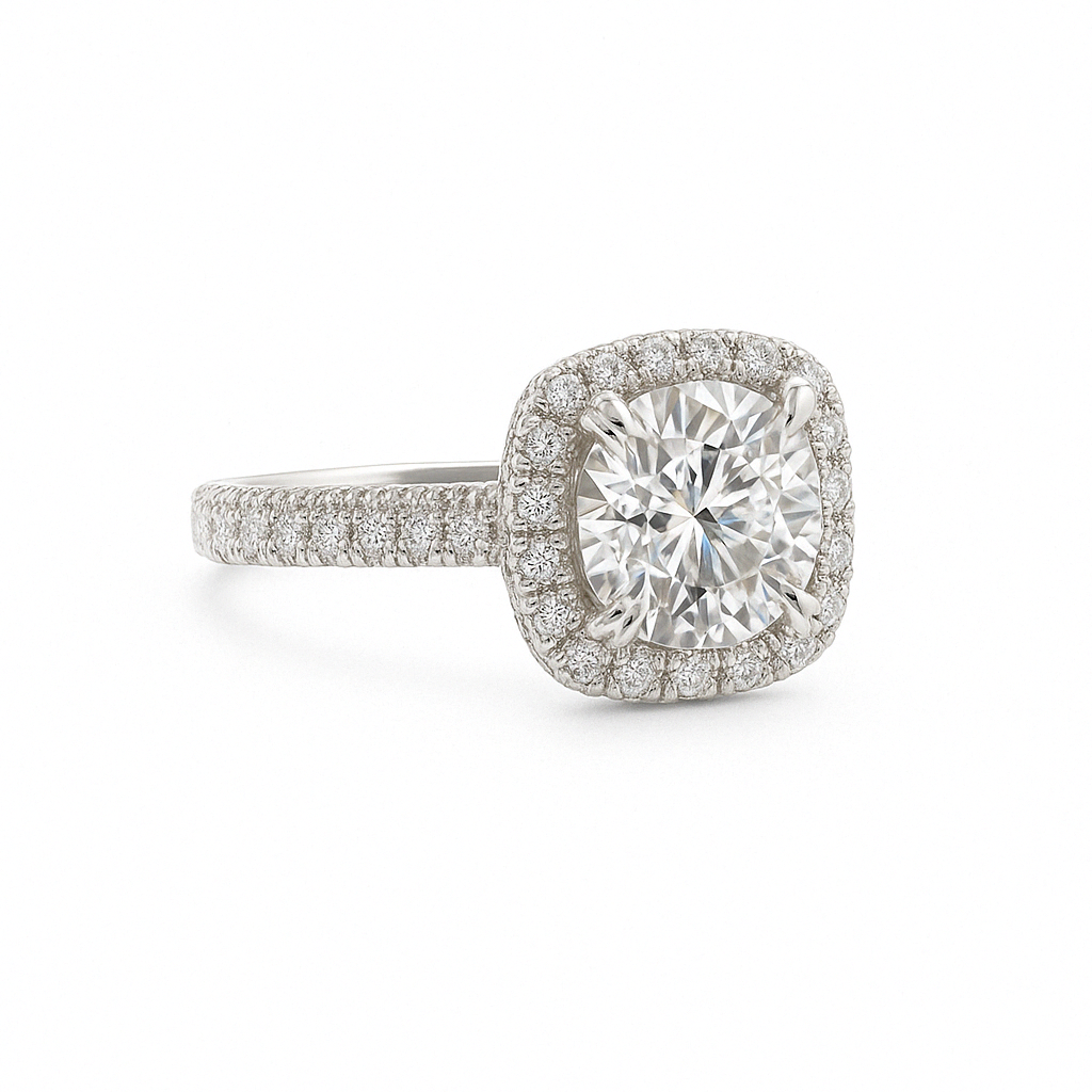 Cushion Ring  2 Carat Moissanite Stone