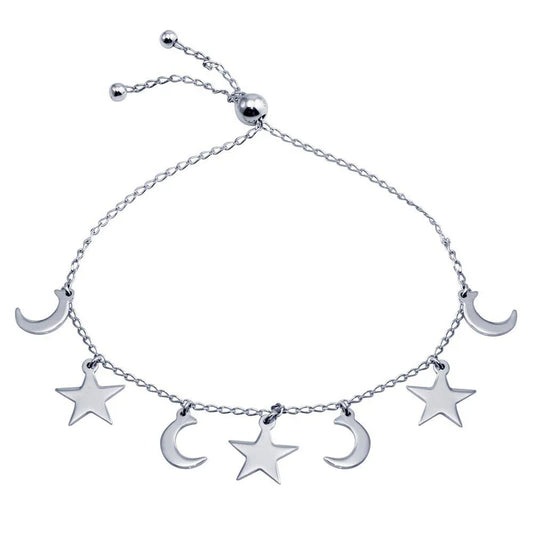 Crescent, Heart & Star Dangling Bracelet