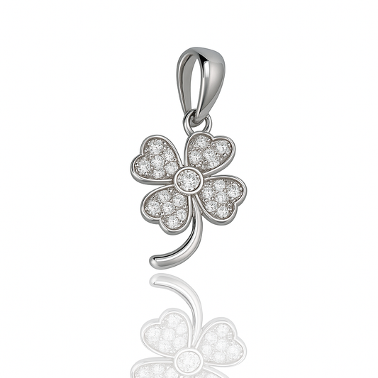 Four Leaf Clover Pendant – Moissanite Stones