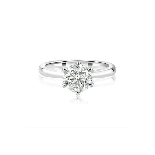 Round Cut 1 Carat Moissanite Ring - 6 Prong