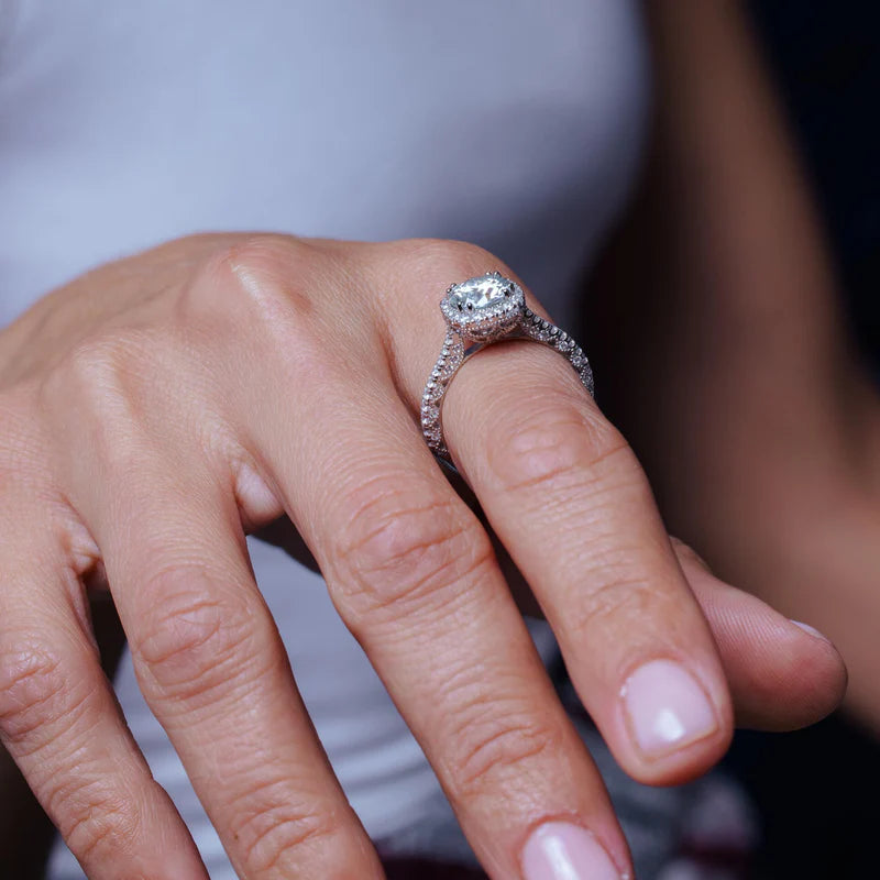 Cushion Ring  2 Carat Moissanite Stone
