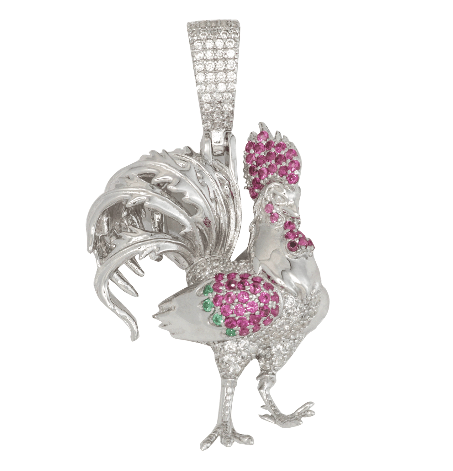 Angry Rooster Pendant, 925 Silver Jewelry for Men
